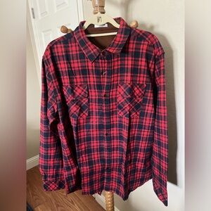 NWT Tinkwell Mens Button Down Long Sleeve Casual Plaid Flannel Shirt Red 2XL